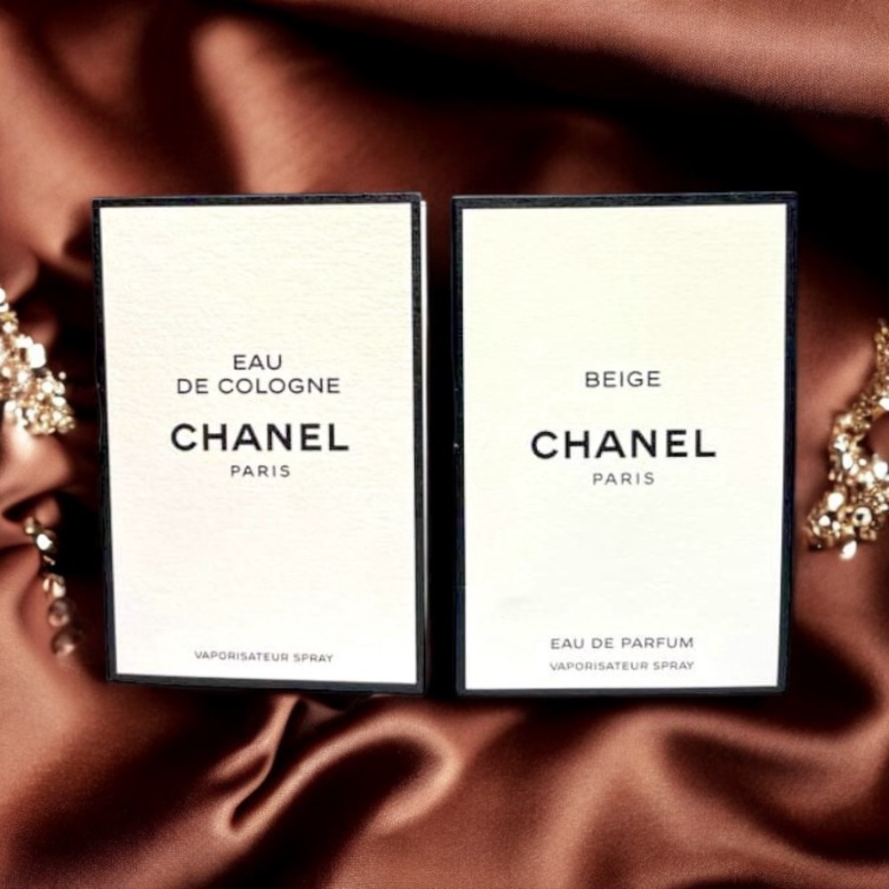 2 CHANEL EAU DE COLOGNE VS + BEIGE EDP .05 oz x 2 SPRAY SAMPLE VIALS BRAND NEW!